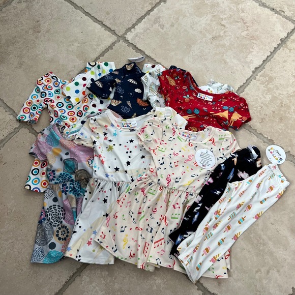 DotDotSmile Other - DotDotSmile Baby Girls 6/12M Bundle 10pc Dresses Leggings Mixed Prints Lot USA